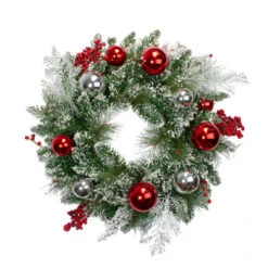 Northlight Flocked Mixed Pine With Ornaments Artificial Christmas Wreath - 24" - Unlit