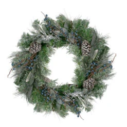 Northlight Mixed Iced Pine And Blueberries Artificial Christmas Wreath - 24" - Unlit