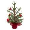 Northlight 18" Potted Pine With Red Ornaments Medium Artificial Christmas Tree – Unlit