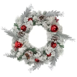 Northlight Heavily Flocked Pine With Ornaments Artificial Christmas Wreath - 24" - Unlit