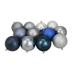 Northlight 12ct Blue And Silver Shatterproof 3-Finish Christmas Ball Ornaments 4" (100mm)