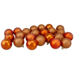 24ct Orange Shatterproof 4-Finish Christmas Ball Ornaments 2.5" (60mm)