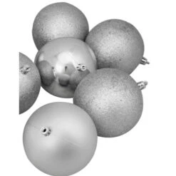 Northlight 12ct Shatterproof 4-Finish Silver Splendor Christmas Ball Ornaments 4" (100mm) 6 Northlight 12ct Shatterproof 4-Finish Silver Splendor Christmas Ball Ornaments 4" (100mm) -Northlight Sale Store northlight lj35164 03 47712.1600305327