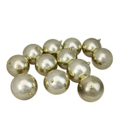 Northlight 12ct Champagne Gold Shatterproof Shiny Christmas Ball Ornaments 4" (100mm)