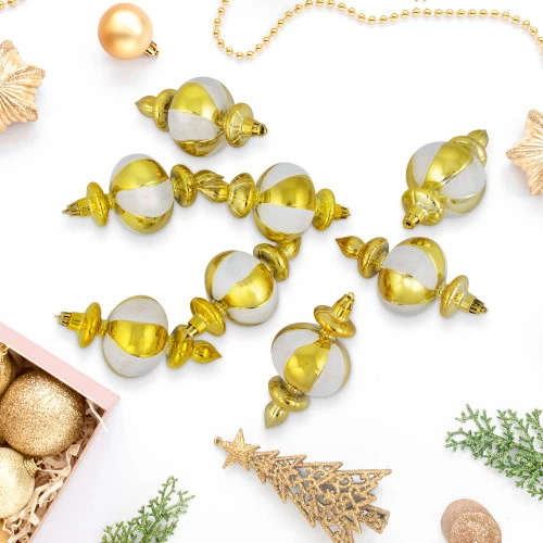 Northlight 8ct Gold Shiny Finish Shatterproof Finial Christmas Ornaments, 6" 2 Northlight 8ct Gold Shiny Finish Shatterproof Finial Christmas Ornaments, 6" - Image 2