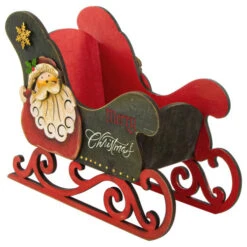 Santa Claus "Merry Christmas" Sleigh Decoration - 11.5"