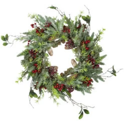 Northlight Frosted Pine And Berry Artificial Christmas Wreath, 25-Inch, Unlit