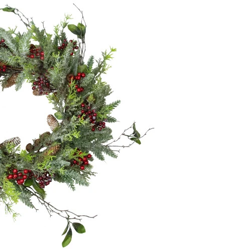 Northlight Frosted Pine And Berry Artificial Christmas Wreath, 25-Inch, Unlit 3 Northlight Frosted Pine And Berry Artificial Christmas Wreath, 25-Inch, Unlit - Image 3