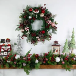 Northlight Ornaments And Pinecones Artificial Pine Christmas Wreath - Unlit - 28" -Northlight Sale Store northlight ll94322 styled 55664.1685711696
