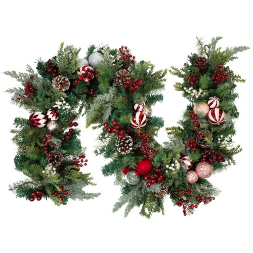 Pre-Decorated Ornaments And Pinecones Artificial Christmas Garland - 7' X 14" - Unlit 1 Pre-Decorated Ornaments And Pinecones Artificial Christmas Garland - 7' X 14" - Unlit