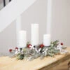 Northlight Frosted Winter Greenery And Jingle Bells Christmas Pillar Candle Holder - 28"