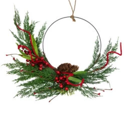 Northlight Real Touch™? Mixed Greenery And Berries Artificial Christmas Wreath - 18" - Unlit
