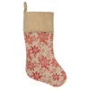 Northlight 20" Tan And Red Rustic Burlap Poinsettia Christmas Stocking