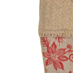 Northlight 20" Tan And Red Rustic Burlap Poinsettia Christmas Stocking -Northlight Sale Store northlight lt90727 2 sample 82208.1600996803