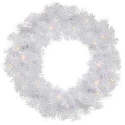 Northlight Pre-Lit Pine Artificial Christmas Wreath - 24" - White - Clear Lights