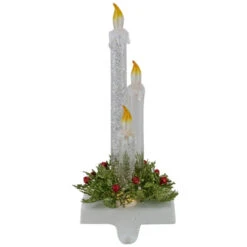 9" Battery Operated LED Lighted Candle Christmas Stocking Holder
