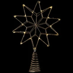 Northlight 12" LED Lighted Glittered Gold Star Christmas Tree Topper, Warm White Lights