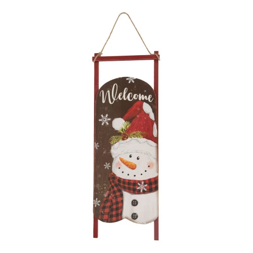 Northlight 21.75" LED Lighted 'Welcome' Snowman Sled Christmas Wall Sign 1 Northlight 21.75" LED Lighted 'Welcome' Snowman Sled Christmas Wall Sign