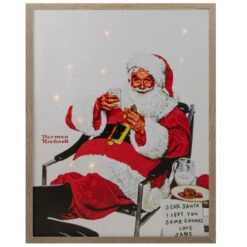 Northlight 19" Lighted Norman Rockwell 'Santa Eating Milk And Cookies' Christmas Wall Art