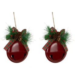 Northlight Jingle Bells With Bow And Pinecones Christmas Disc Ornaments - Red - 5" - Set Of 2 11 Northlight Jingle Bells With Bow And Pinecones Christmas Disc Ornaments - Red - 5" - Set Of 2 -Northlight Sale Store northlight nj96024 05 37340.1723165689