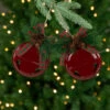 Northlight Jingle Bells With Bow And Pinecones Christmas Disc Ornaments - Red - 5" - Set Of 2