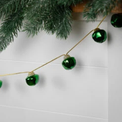 Northlight Shiny Metal Jingle Bells Christmas Garland - 7.5' - Green