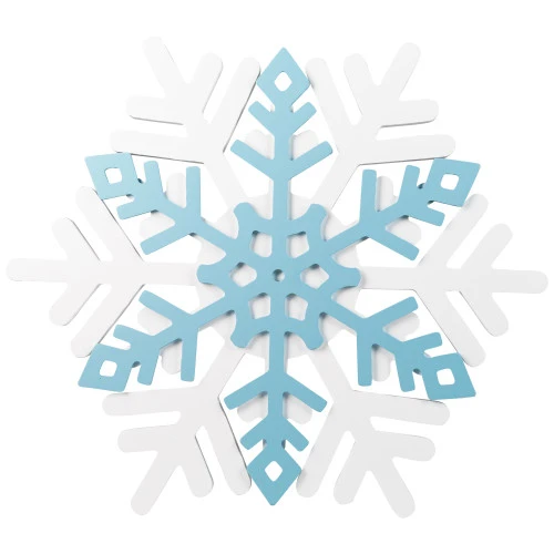 Northlight Snowflake Wooden Christmas Wall Decoration - 11.75" - White And Blue 2 Northlight Snowflake Wooden Christmas Wall Decoration - 11.75" - White And Blue - Image 2