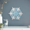 Northlight Snowflake Wooden Christmas Wall Decoration - 11.75" - White And Blue