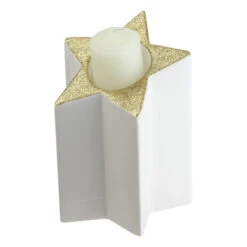 6.25" Champagne Gold And White Glittered Candle Holder -Northlight Sale Store northlight nl01253 03 54339.1600218884