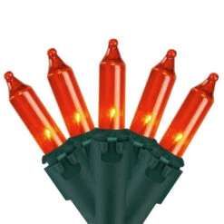 Northlight Mini Incandescent Christmas Lights - Orange - 20.25' Green Wire - 100ct