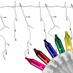 Northlight Set Of 150 Multi-Color Mini Icicle Christmas Lights 3" Spacing - White Wire