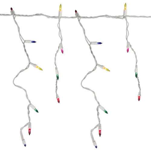 Northlight Set Of 150 Multi-Color Mini Icicle Christmas Lights 3" Spacing - White Wire 2 Northlight Set Of 150 Multi-Color Mini Icicle Christmas Lights 3" Spacing - White Wire - Image 2