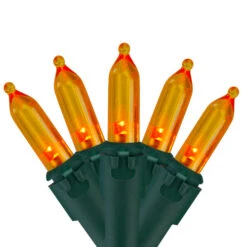 Northlight Set Of 50 Orange LED Mini Christmas Lights 4" Spacing - Green Wire