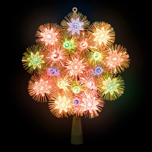 Northlight 8" Lighted Gold Retro Tinsel Snowflake Christmas Tree Topper - Multi Lights 2 Northlight 8" Lighted Gold Retro Tinsel Snowflake Christmas Tree Topper - Multi Lights - Image 2