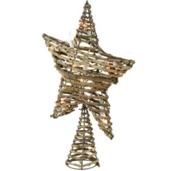 11" Lighted Rattan Twigs Star Christmas Tree Topper- Clear Lights, White Wire -Northlight Sale Store northlight nl02637 2new 04413.1661972646