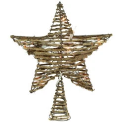 11" Lighted Rattan Twigs Star Christmas Tree Topper- Clear Lights, White Wire -Northlight Sale Store northlight nl02637 4new 89231.1661972646