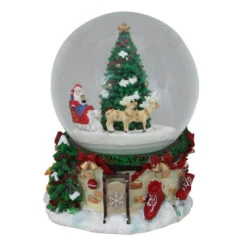 Musical And Animated Santa On Sleigh Rotating Christmas Snow Globe - 6.5"
