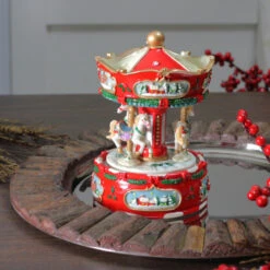 Winter Horses Animated Musical Christmas Carousel - 6.5" - Red And White -Northlight Sale Store northlight pm85841 3 65453.1698958396