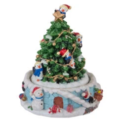 Northlight Penguins And Christmas Tree Rotating Music Box - 6.5"