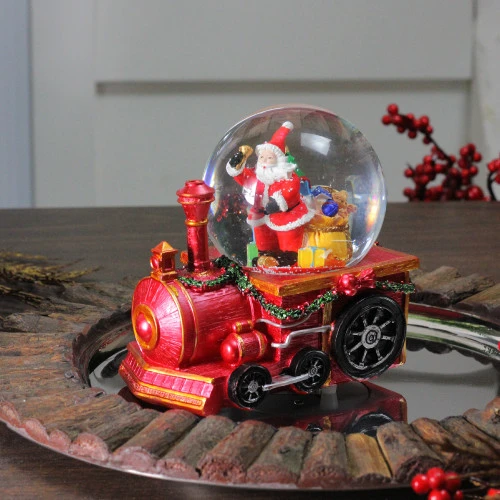 Santa Claus Musical Train Christmas Snow Globe - 6" 2 Santa Claus Musical Train Christmas Snow Globe - 6" - Image 2