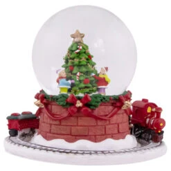 Northlight Christmas Tree With Revolving Train Musical Snow Globe - 6.5"