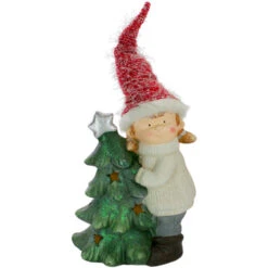 Northlight Smiling Girl Hugging A Star Tree Christmas Figure - 30"