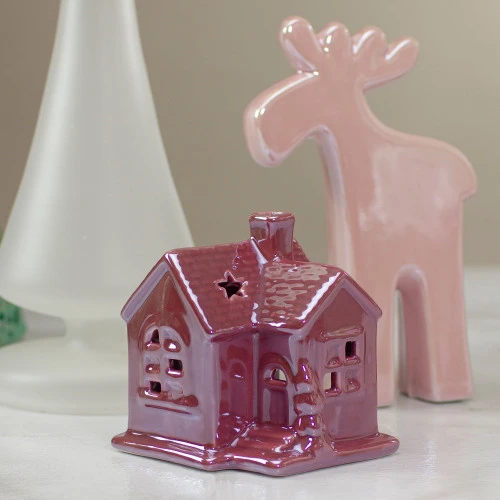 Northlight Ceramic House With Star Cutouts Christmas Decoration - 4" 2 Northlight Ceramic House With Star Cutouts Christmas Decoration - 4" - Image 2