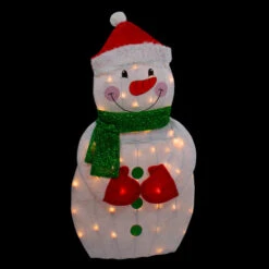 Northlight 32" Lighted 2D Chenille Snowman With Scarf Outdoor Christmas Decoration -Northlight Sale Store northlight qh92871 onblack 48559.1646269178