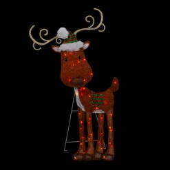 Northlight Lighted 2D Chenille Reindeer Outdoor Christmas Decoration - 32" - Red - Warm White -Northlight Sale Store northlight qh92873 onblack 64219.1646269171