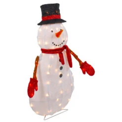 Northlight 32" Lighted 3D Chenille Snowman In Top Hat Outdoor Christmas Decoration -Northlight Sale Store northlight qh92875 1 04388.1664293235