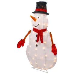 Northlight 32" Lighted 3D Chenille Snowman In Top Hat Outdoor Christmas Decoration -Northlight Sale Store northlight qh92875 3 99203.1664293235