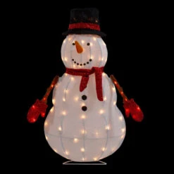 Northlight 32" Lighted 3D Chenille Snowman In Top Hat Outdoor Christmas Decoration -Northlight Sale Store northlight qh92875 onblack 32273.1664293235