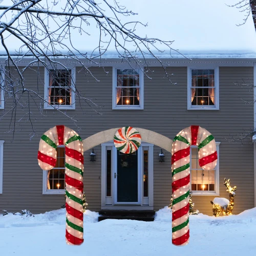 Northlight Lighted Double Candy Cane Archway Outdoor Christmas Decoration - 7' - Warm White 2 Northlight Lighted Double Candy Cane Archway Outdoor Christmas Decoration - 7' - Warm White - Image 2