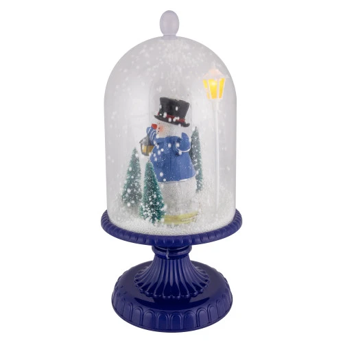 Northlight LED Lighted Snowing Musical Snowman In Cloche Christmas Decoration - 13.5" - Blue 2 Northlight LED Lighted Snowing Musical Snowman In Cloche Christmas Decoration - 13.5" - Blue - Image 2